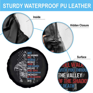 Veteran PTSD Spare Tire Cover Not All Wounds Are Visible Not All Those Who Wander Are Lost American Flag Soldier TS02 Print Your Wear