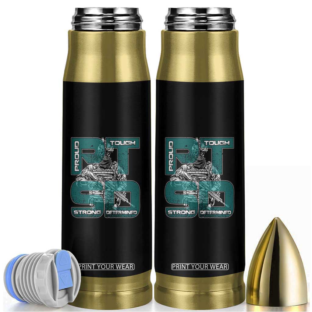 Veteran PTSD Bullet Tumbler Proud Tough Strong Determined Teal Ribbon TS02 Black Print Your Wear