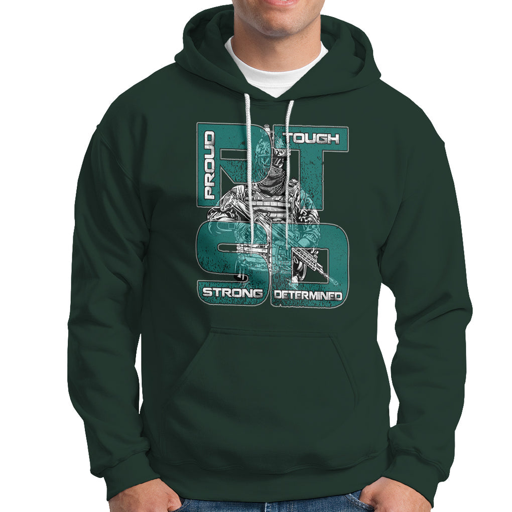 Veteran PTSD Hoodie Proud Tough Strong Determined Teal Ribbon TS02 Printyourwear