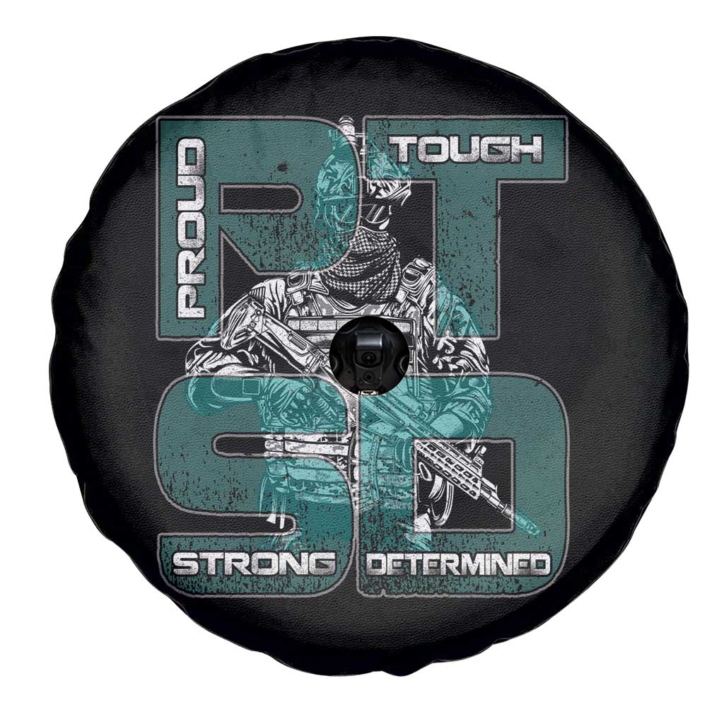 Veteran PTSD Spare Tire Cover Proud Tough Strong Determined Teal Ribbon TS02 Print Your Wear