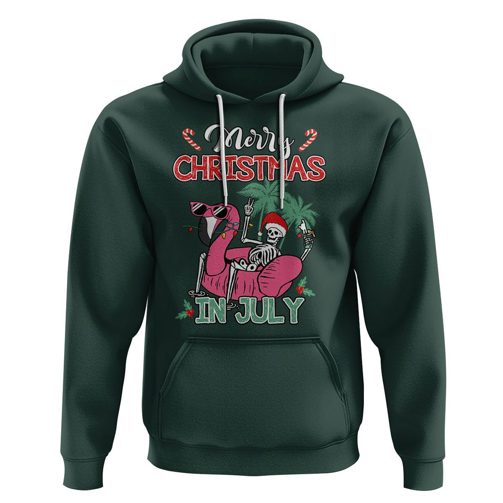 Skeleton Santa Hoodie Merry Christmas in July Summer Xmas Flamingo Float TS02 Dark Forest Green Printyourwear