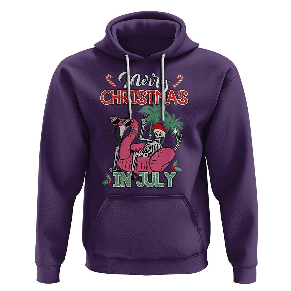 Skeleton Santa Hoodie Merry Christmas in July Summer Xmas Flamingo Float TS02 Purple Printyourwear