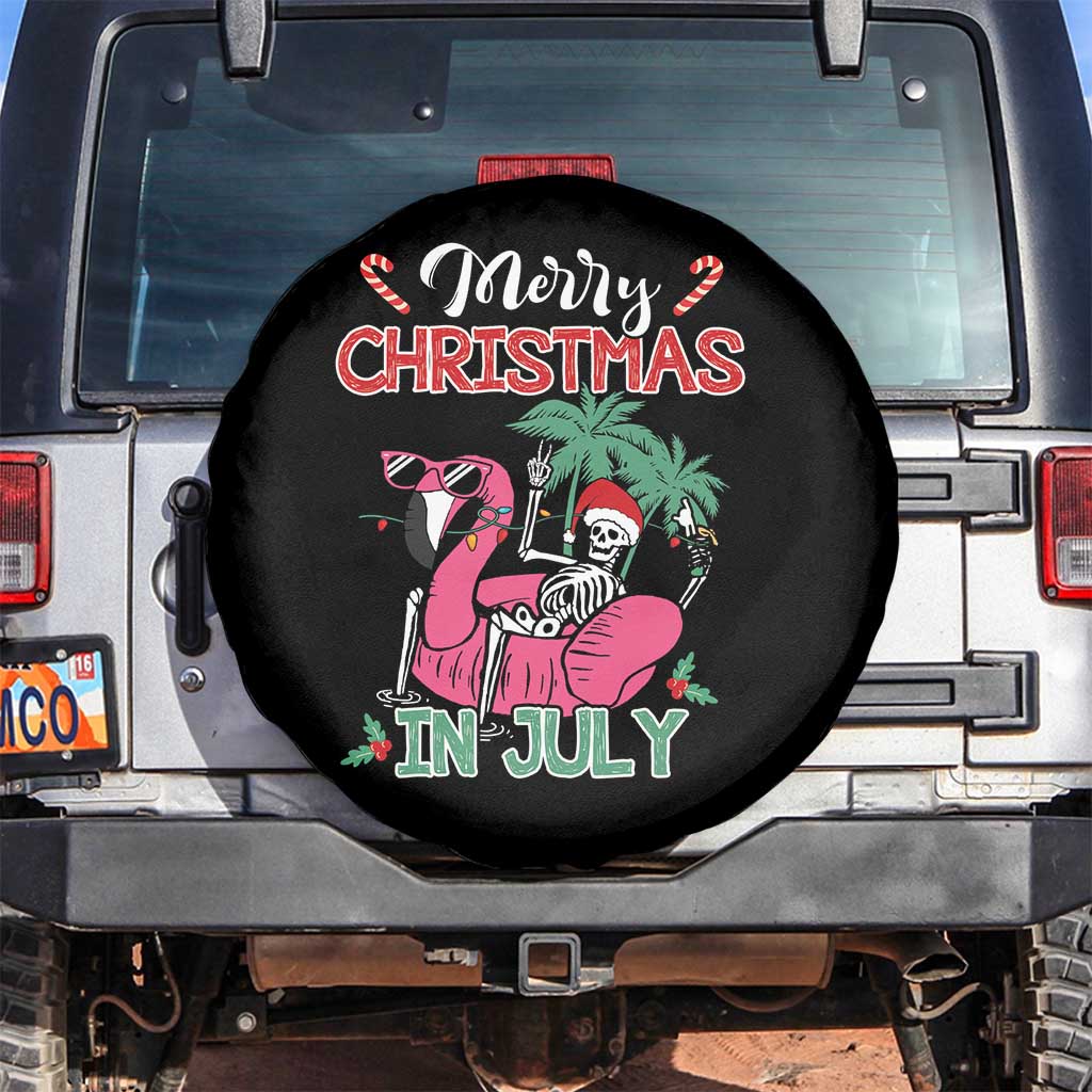 Skeleton Santa Spare Tire Cover Merry Christmas in July Summer Xmas Flamingo Float TS02 No hole Black Print Your Wear