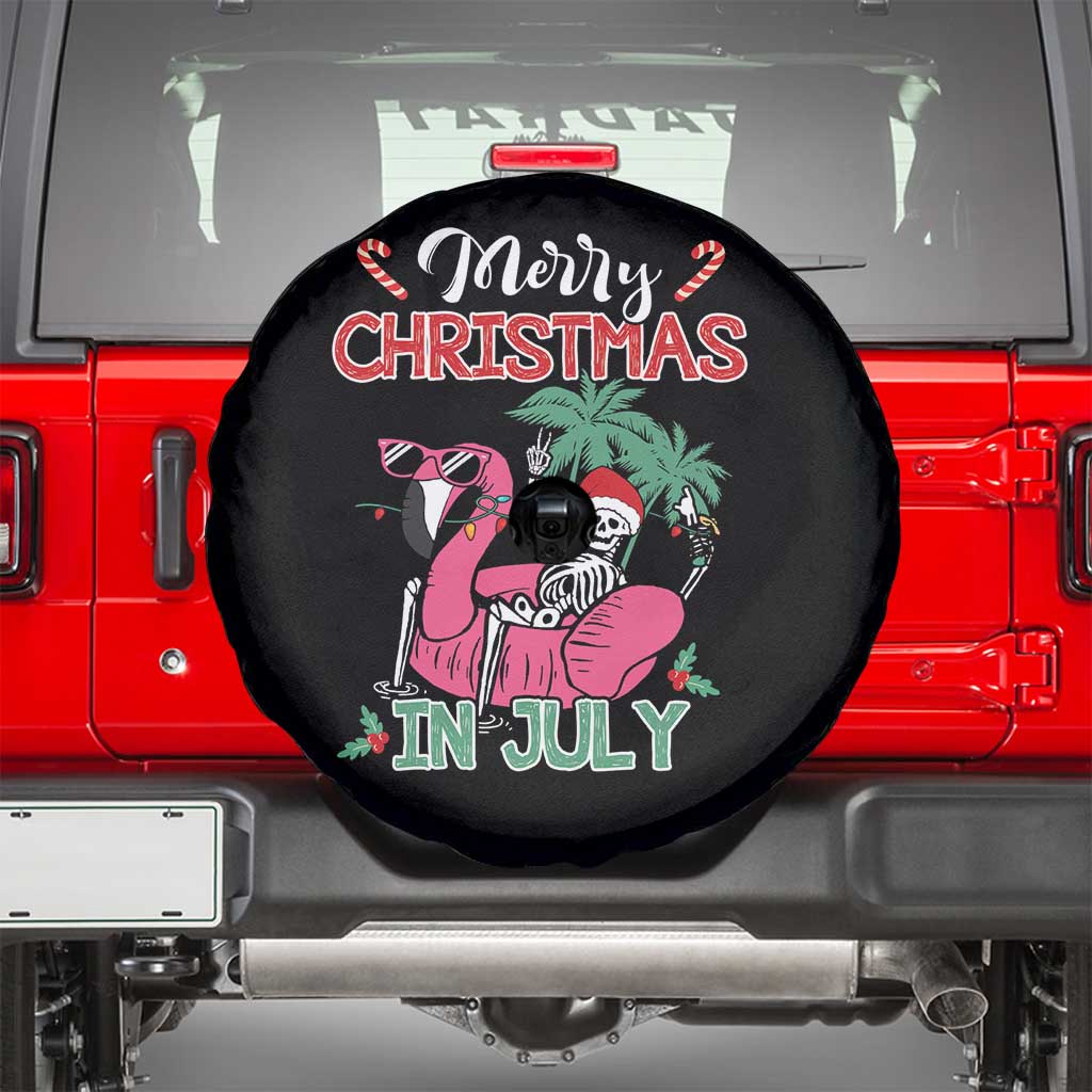 Skeleton Santa Spare Tire Cover Merry Christmas in July Summer Xmas Flamingo Float TS02 Black Print Your Wear