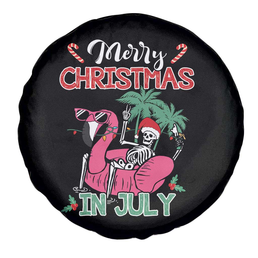 Skeleton Santa Spare Tire Cover Merry Christmas in July Summer Xmas Flamingo Float TS02 Print Your Wear