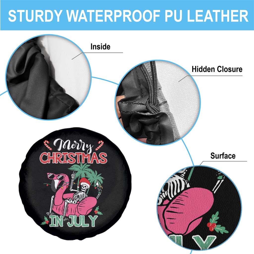 Skeleton Santa Spare Tire Cover Merry Christmas in July Summer Xmas Flamingo Float TS02 Print Your Wear