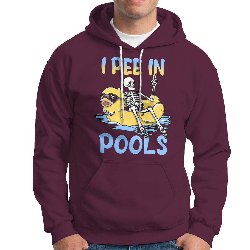 Swimming Skeleton Hoodie I Pee In Pools Funny Pool Lovers Sarcastic Sayings Summer TS02 Printyourwear
