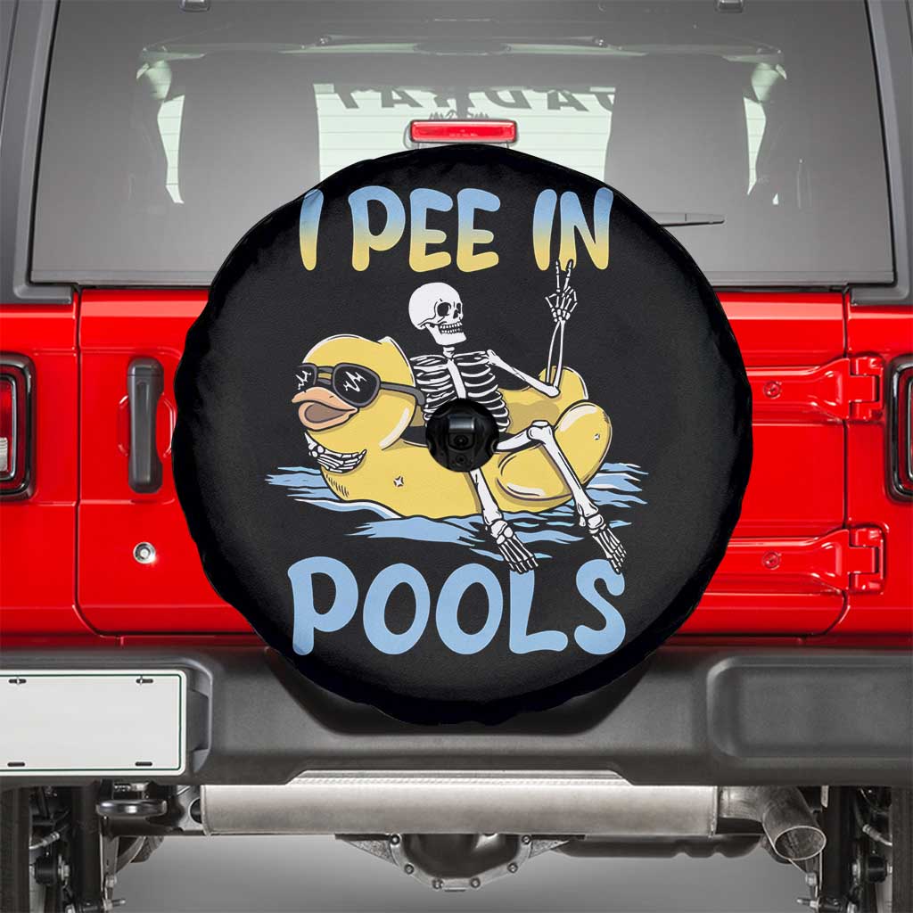 Swimming Skeleton Spare Tire Cover I Pee In Pools Funny Pool Lovers Sarcastic Sayings Summer TS02 Black Print Your Wear