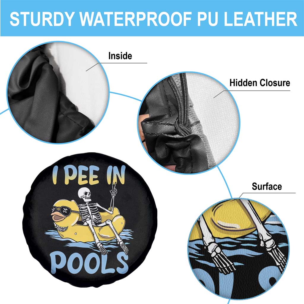 Swimming Skeleton Spare Tire Cover I Pee In Pools Funny Pool Lovers Sarcastic Sayings Summer TS02 Print Your Wear