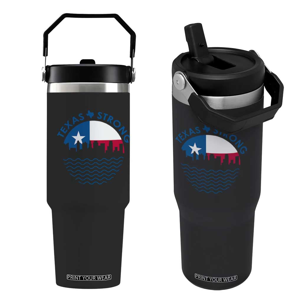 Strong Texas Flip Straw Tumbler Retro Flag Resilient Texans Pride TS02 One Size: 30 oz Black Print Your Wear