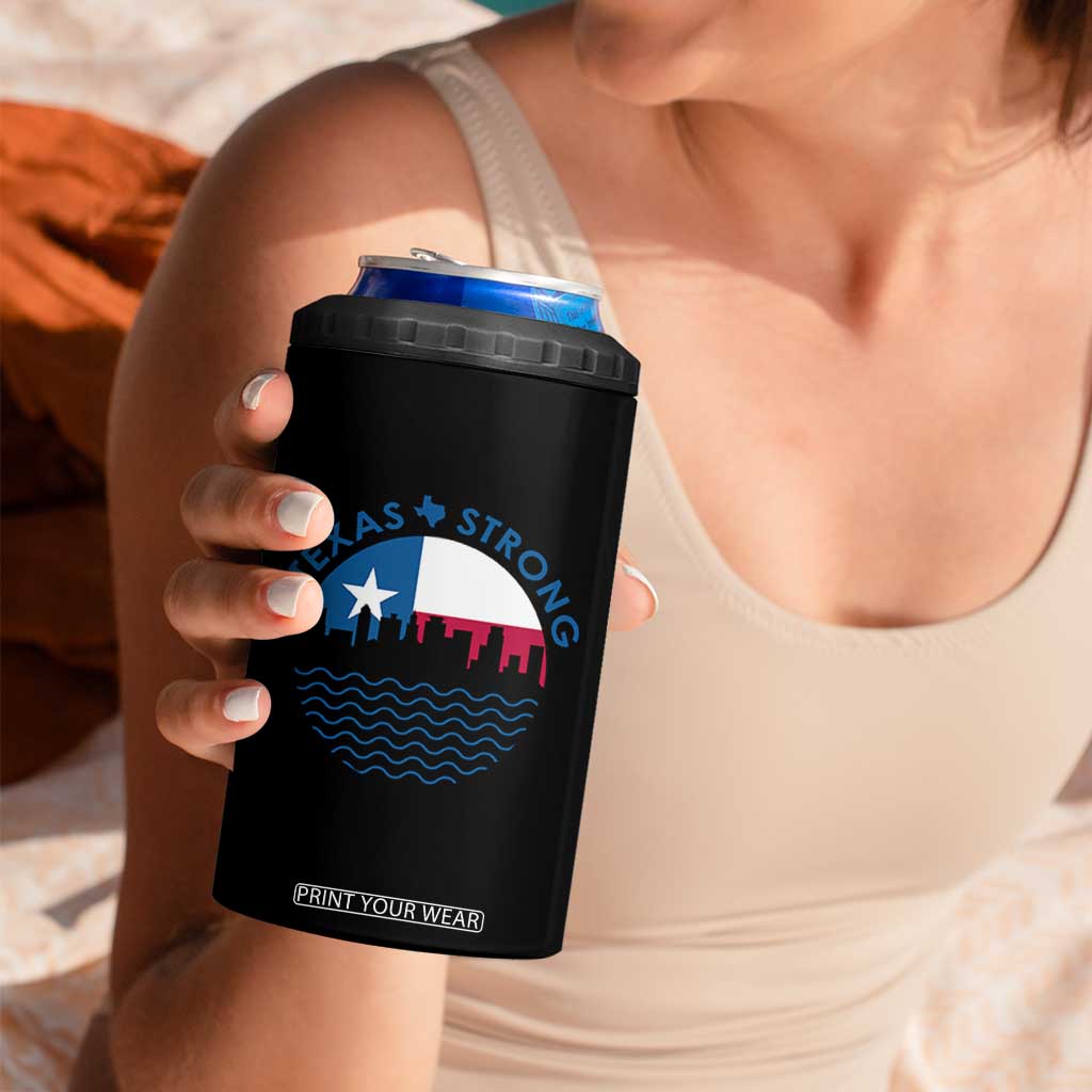 Strong Texas 4 in 1 Can Cooler Tumbler Retro Flag Resilient Texans Pride TS02 Print Your Wear