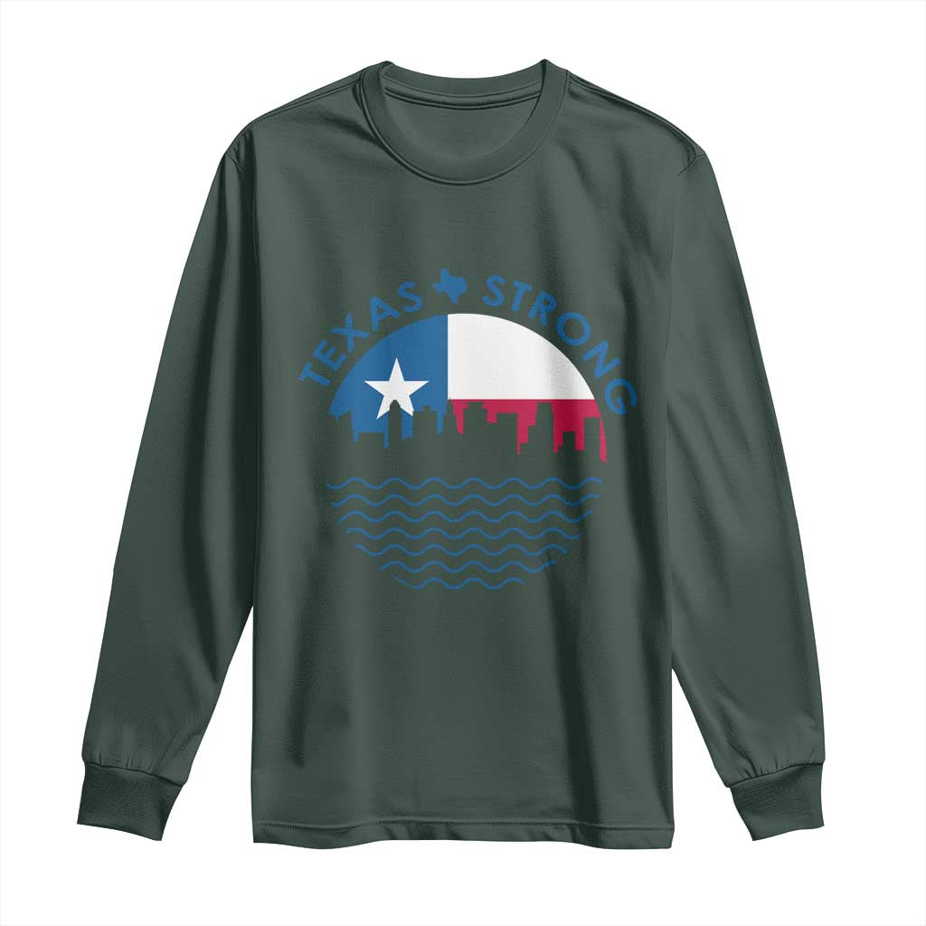 Strong Texas Long Sleeve Shirt Retro Flag Resilient Texans Pride TS02 Dark Forest Green Print Your Wear