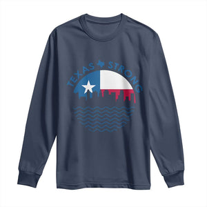 Strong Texas Long Sleeve Shirt Retro Flag Resilient Texans Pride TS02 Navy Print Your Wear