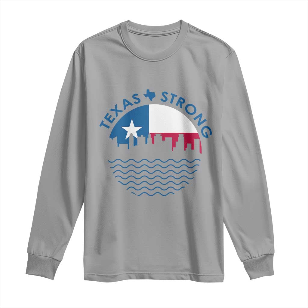 Strong Texas Long Sleeve Shirt Retro Flag Resilient Texans Pride TS02 Sport Gray Print Your Wear
