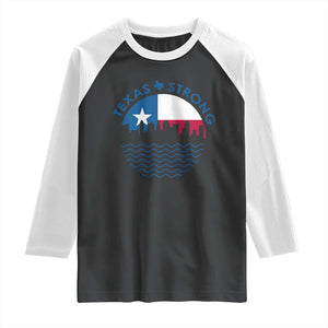 Strong Texas Raglan Shirt Retro Flag Resilient Texans Pride TS02 Black White Print Your Wear
