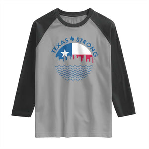 Strong Texas Raglan Shirt Retro Flag Resilient Texans Pride TS02 Sport Gray Black Print Your Wear