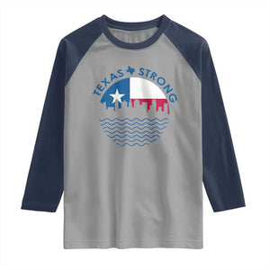 Strong Texas Raglan Shirt Retro Flag Resilient Texans Pride TS02 Sport Gray Navy Print Your Wear