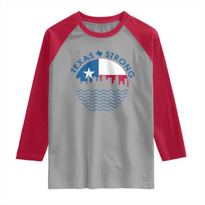 Strong Texas Raglan Shirt Retro Flag Resilient Texans Pride TS02 Sport Gray Red Print Your Wear
