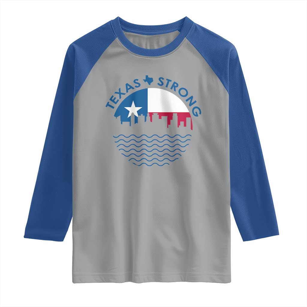Strong Texas Raglan Shirt Retro Flag Resilient Texans Pride TS02 Sport Gray Royal Print Your Wear