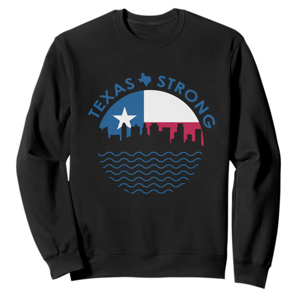 Strong Texas Sweatshirt Retro Flag Resilient Texans Pride TS02 Black Print Your Wear