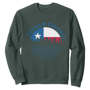 Strong Texas Sweatshirt Retro Flag Resilient Texans Pride TS02 Dark Forest Green Print Your Wear