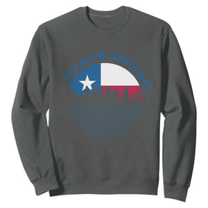 Strong Texas Sweatshirt Retro Flag Resilient Texans Pride TS02 Dark Heather Print Your Wear