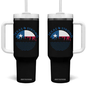 Strong Texas Tumbler With Handle Retro Flag Resilient Texans Pride TS02 One Size: 40 oz Black Print Your Wear
