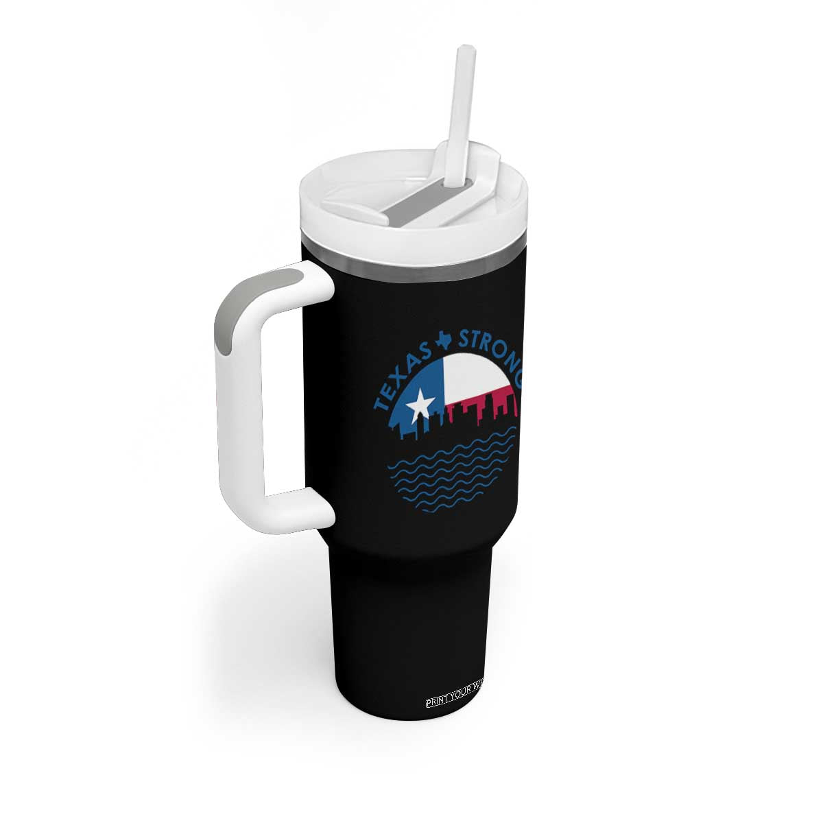 Strong Texas Tumbler With Handle Retro Flag Resilient Texans Pride TS02 Print Your Wear
