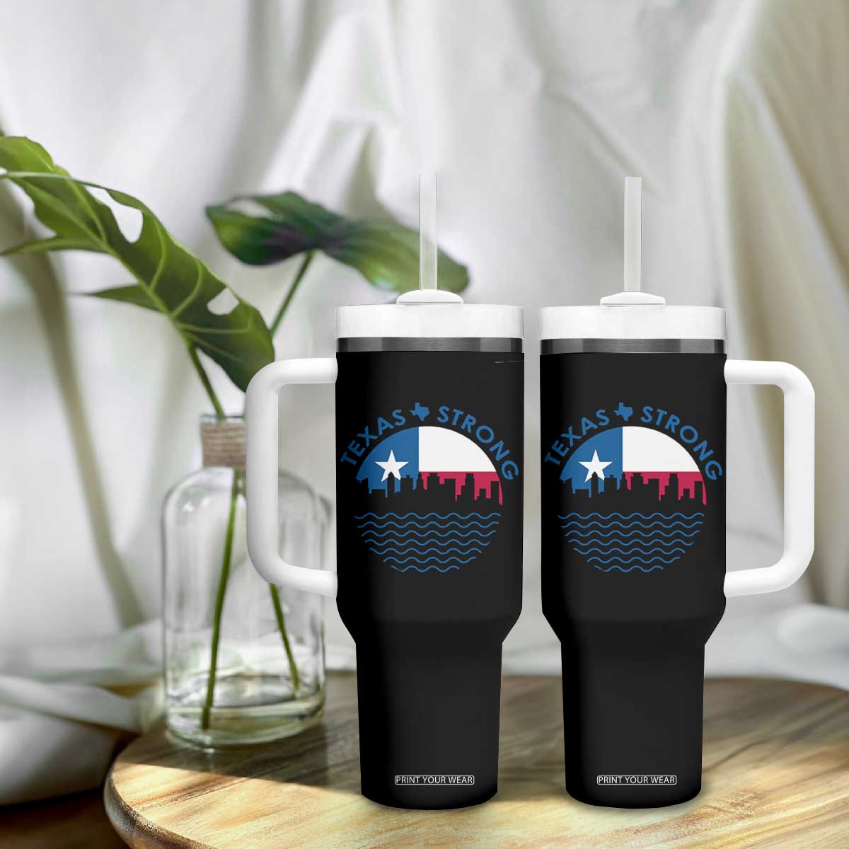 Strong Texas Tumbler With Handle Retro Flag Resilient Texans Pride TS02 Print Your Wear