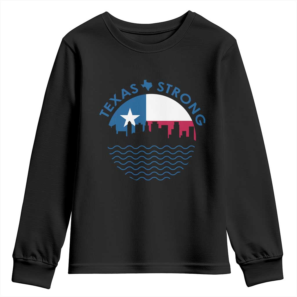 Strong Texas Youth Sweatshirt Retro Flag Resilient Texans Pride TS02 Black Print Your Wear
