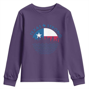 Strong Texas Youth Sweatshirt Retro Flag Resilient Texans Pride TS02 Purple Print Your Wear
