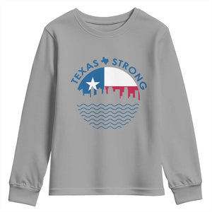Strong Texas Youth Sweatshirt Retro Flag Resilient Texans Pride TS02 Sport Gray Print Your Wear