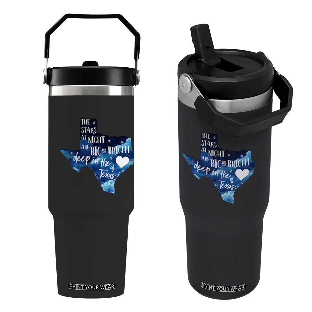 Texas Pride Flip Straw Tumbler The Stars at Night Are Big and Bright TS02 One Size: 30 oz Black Print Your Wear