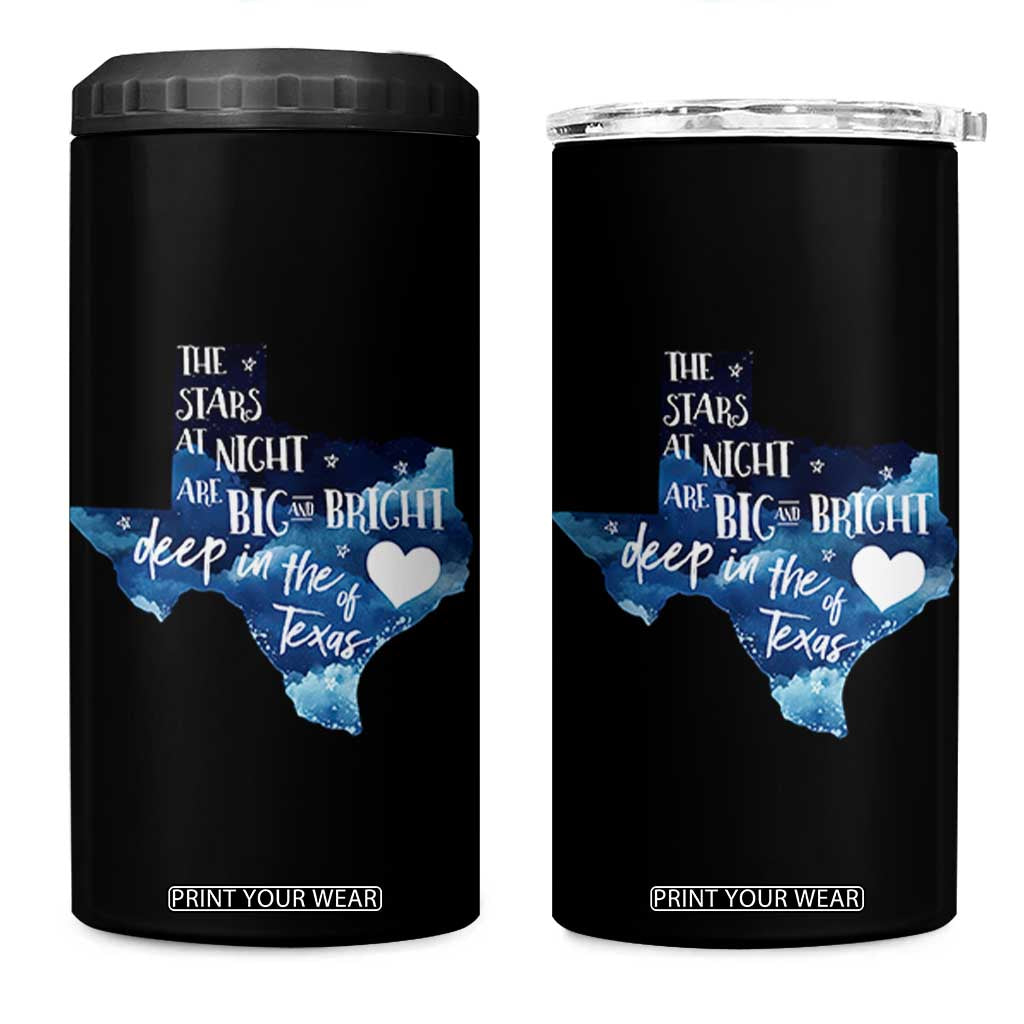 Texas Pride 4 in 1 Can Cooler Tumbler The Stars at Night Are Big and Bright TS02 One Size: 16 oz Black Print Your Wear