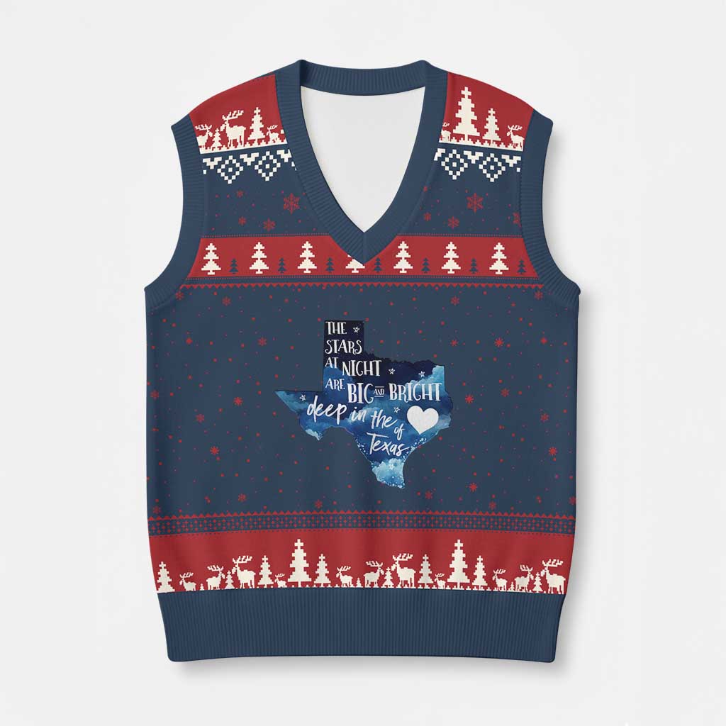 Texas Pride V-Neck Knit Sweater Vest The Stars at Night Are Big and Bright TS02 Navy Red Print Your Wear