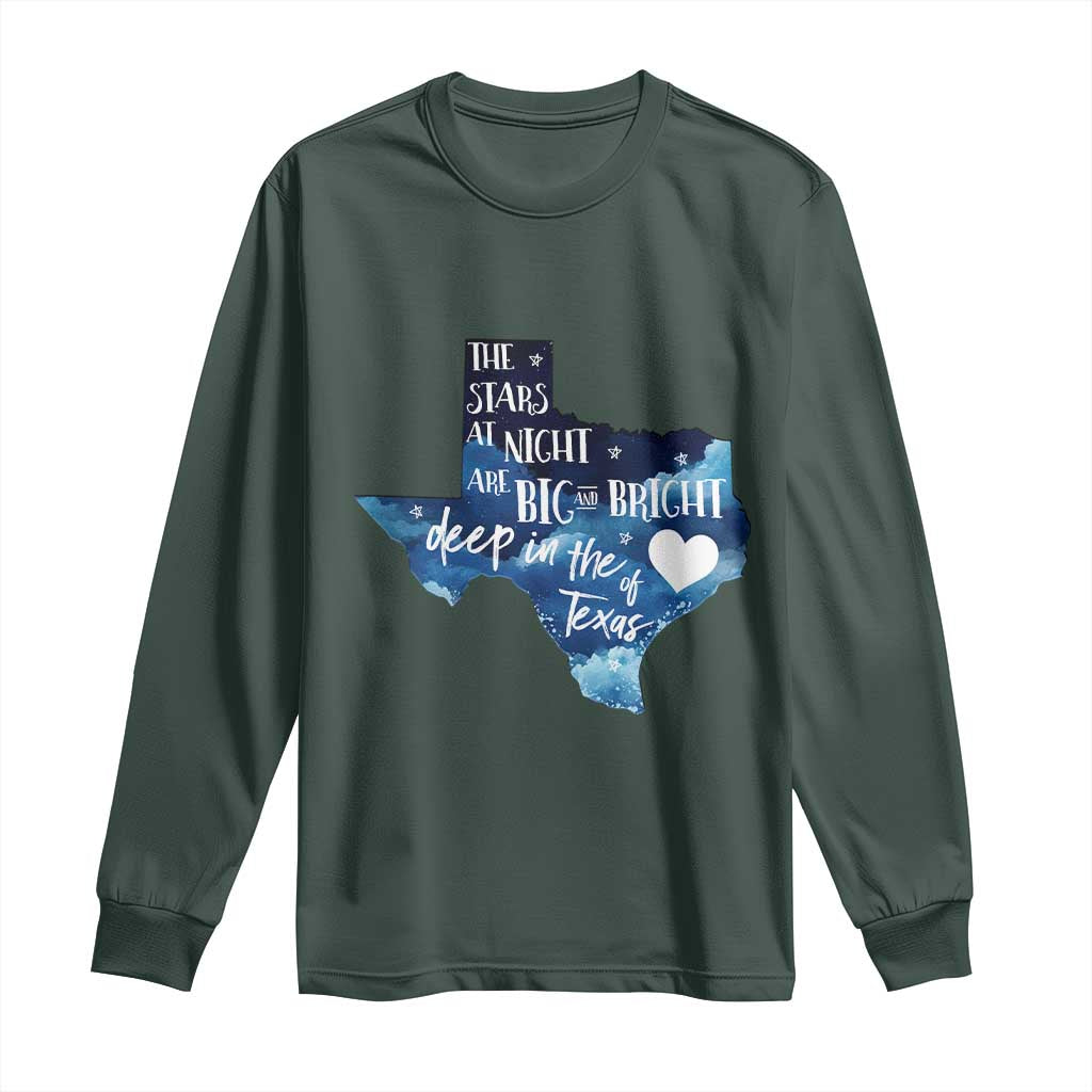 Texas Pride Long Sleeve Shirt The Stars at Night Are Big and Bright TS02 Dark Forest Green Print Your Wear