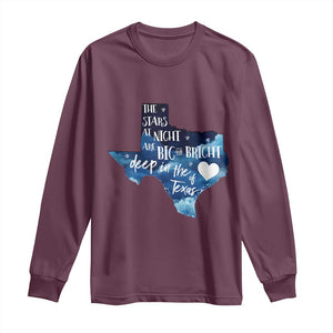 Texas Pride Long Sleeve Shirt The Stars at Night Are Big and Bright TS02 Maroon Print Your Wear