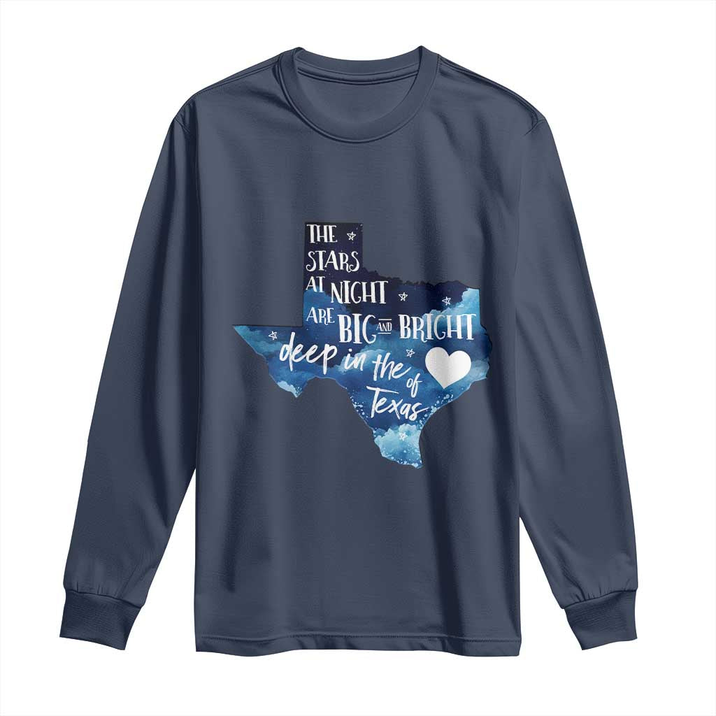 Texas Pride Long Sleeve Shirt The Stars at Night Are Big and Bright TS02 Navy Print Your Wear