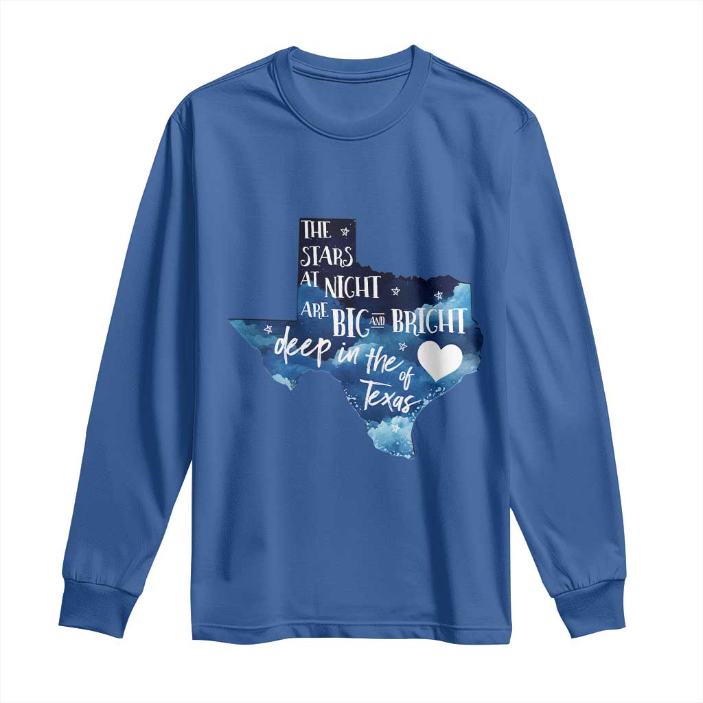 Texas Pride Long Sleeve Shirt The Stars at Night Are Big and Bright TS02 Royal Blue Print Your Wear