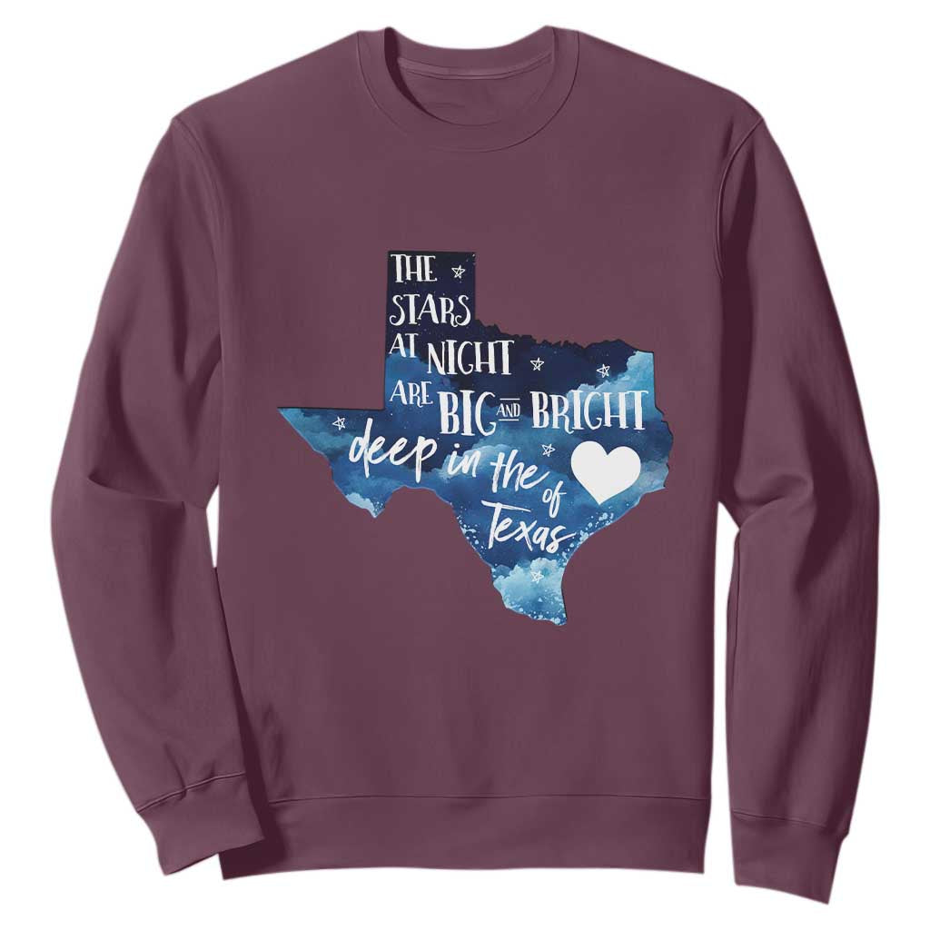 Texas Pride Sweatshirt The Stars at Night Are Big and Bright TS02 Maroon Print Your Wear