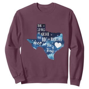 Texas Pride Sweatshirt The Stars at Night Are Big and Bright TS02 Maroon Print Your Wear