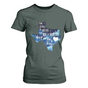 Texas Pride T Shirt For Women The Stars at Night Are Big and Bright TS02 Dark Forest Green Print Your Wear