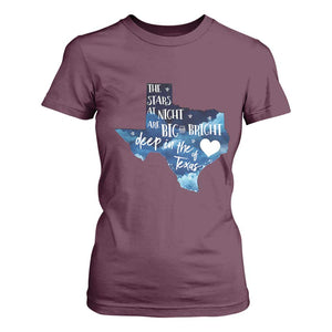 Texas Pride T Shirt For Women The Stars at Night Are Big and Bright TS02 Maroon Print Your Wear