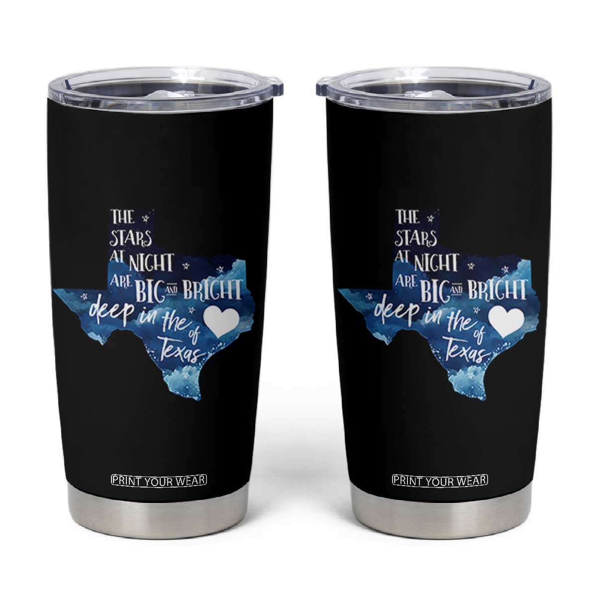 Texas Pride Tumbler Cup The Stars at Night Are Big and Bright TS02 Black Print Your Wear