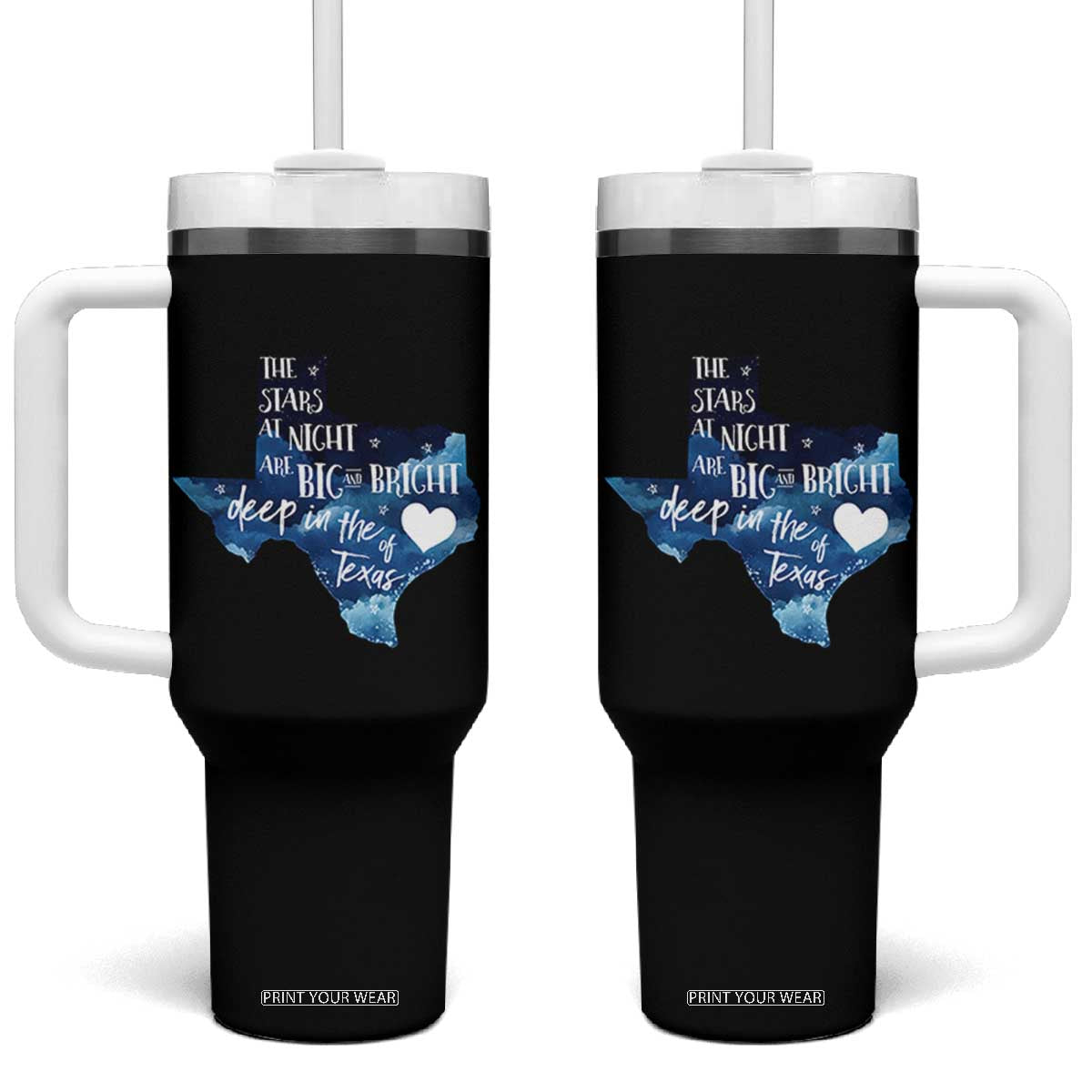 Texas Pride Tumbler With Handle The Stars at Night Are Big and Bright TS02 One Size: 40 oz Black Print Your Wear