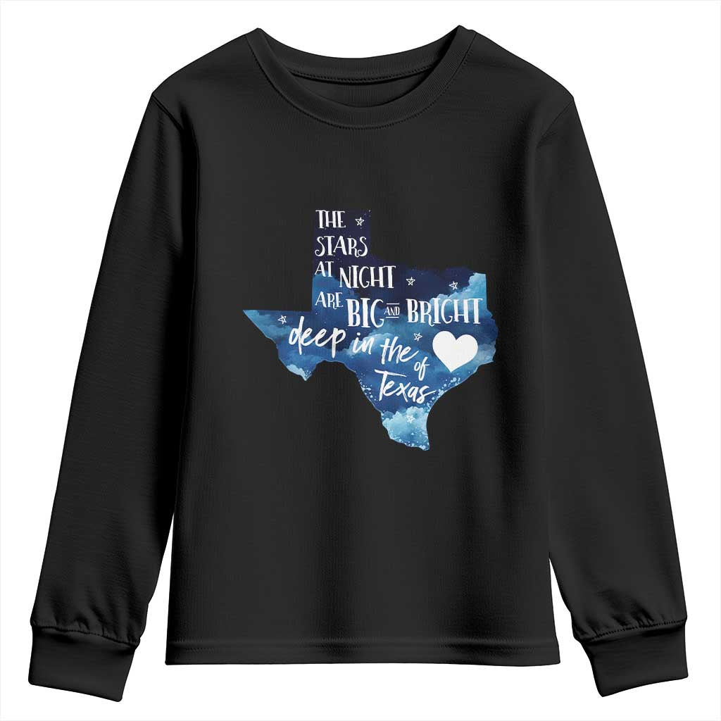 Texas Pride Youth Sweatshirt The Stars at Night Are Big and Bright TS02 Black Print Your Wear