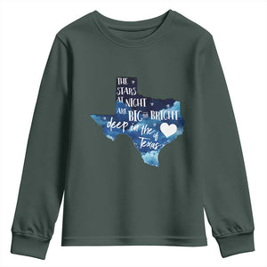 Texas Pride Youth Sweatshirt The Stars at Night Are Big and Bright TS02 Dark Forest Green Print Your Wear