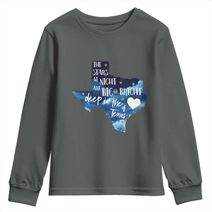 Texas Pride Youth Sweatshirt The Stars at Night Are Big and Bright TS02 Dark Heather Print Your Wear