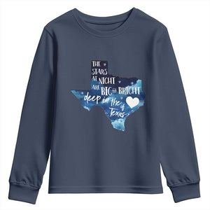Texas Pride Youth Sweatshirt The Stars at Night Are Big and Bright TS02 Navy Print Your Wear
