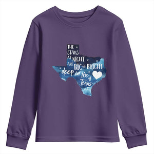 Texas Pride Youth Sweatshirt The Stars at Night Are Big and Bright TS02 Purple Print Your Wear